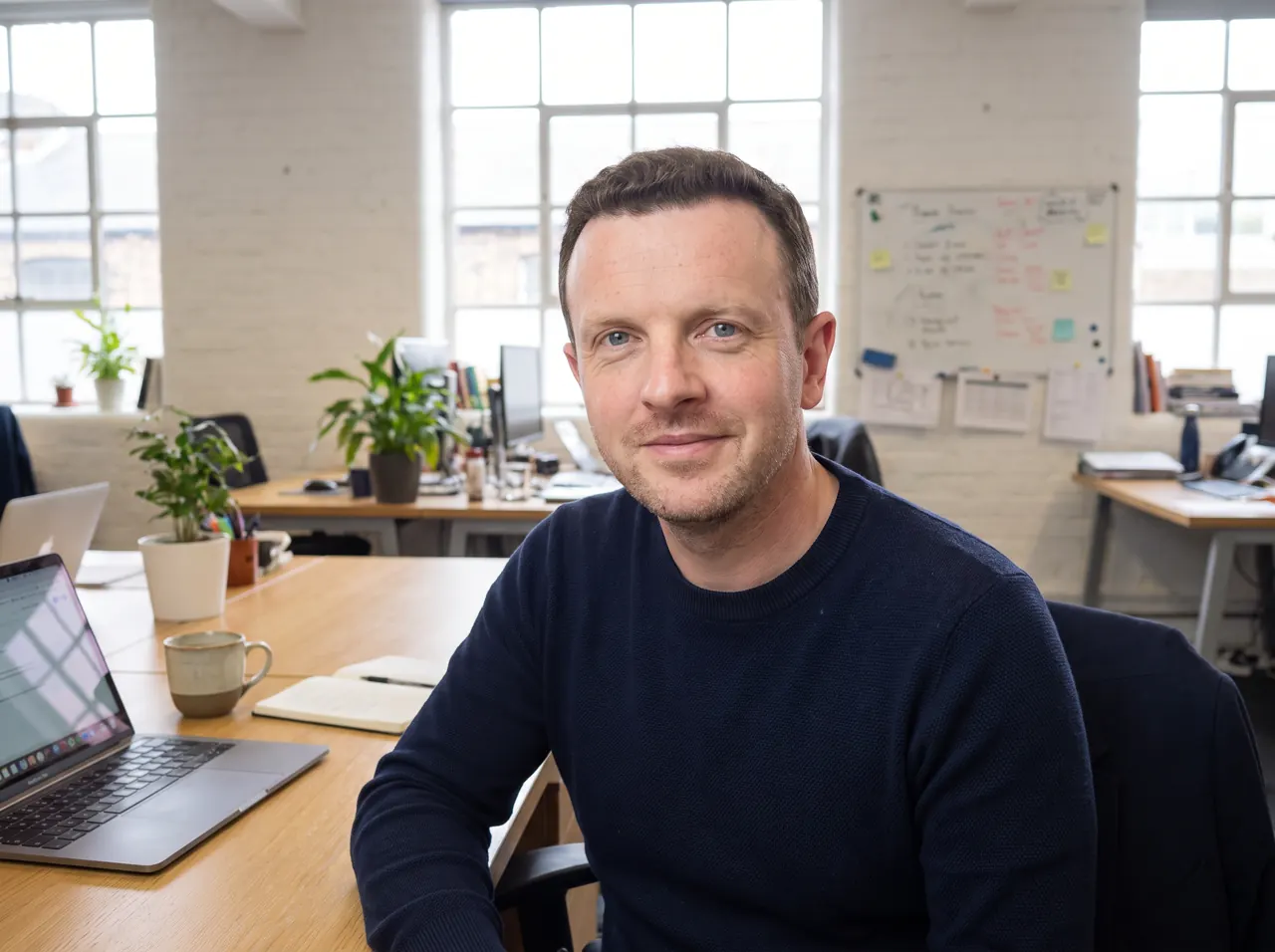 Simon Jordan, co-founder, at his desk in the Icarus office