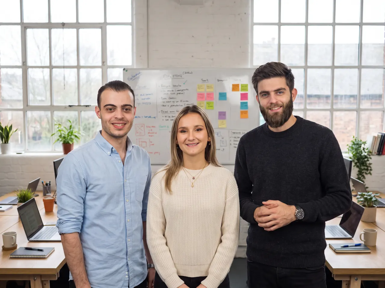 Michael Porke with two members of the Icarus team
