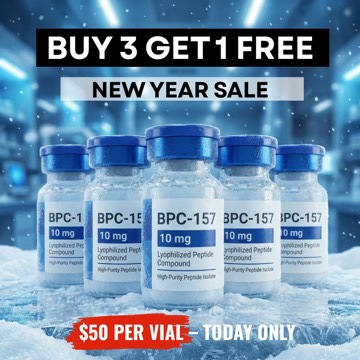 Static ad: row of BPC-157 peptide vials